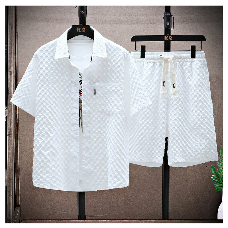 Street Fashion Men 2025 - 2025 ファッションメンズスポーツウェアセット通気性半袖カジュアルパンツレトロストリートスタイル軽量夏服