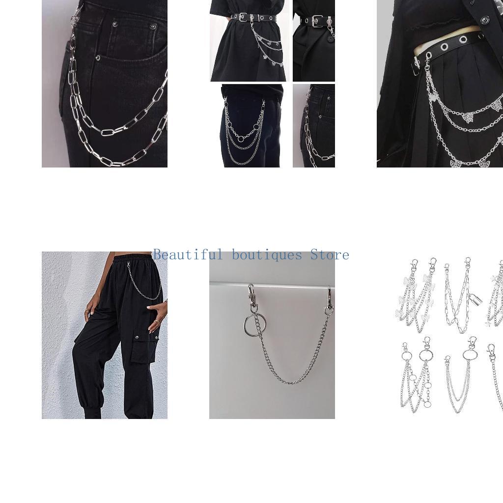 Street Fashion Reference - U4LF 6 個パンクパンツウエストチェーンガールズレディース繊細な財布キーホルダーヒップホップジュエリー