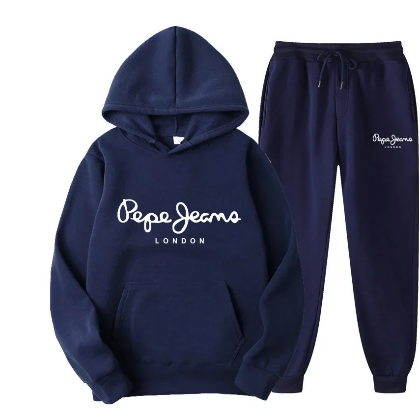 Street Fashion Hip Hop - 男女兼用プリント入りフーディートラックスーツ上下セット ヒップホップ ストリートウェア ジョガーパンツ カジュアル デイリー