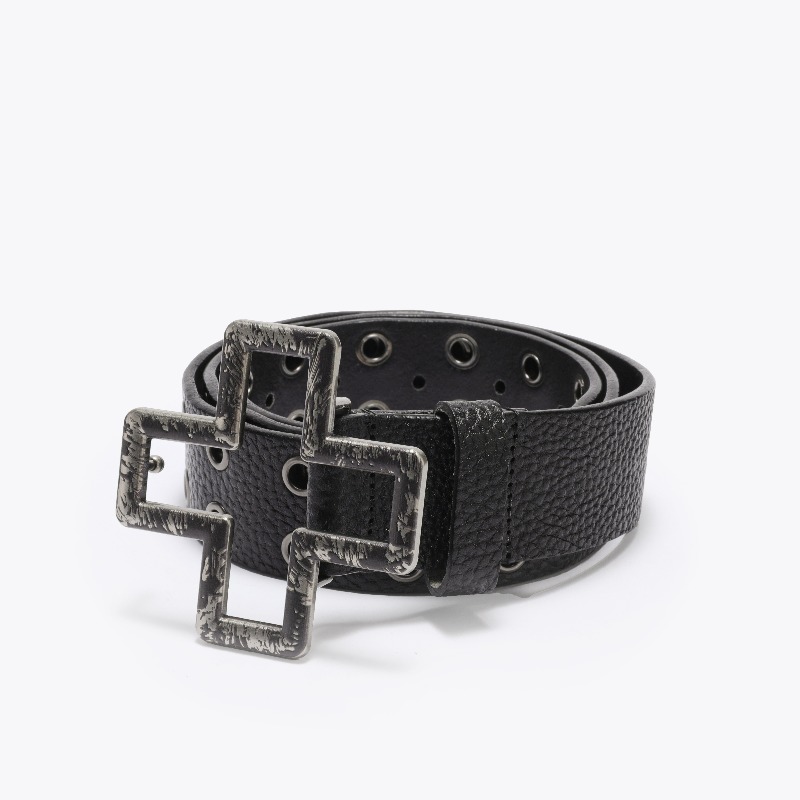Street Fashion Shibuya - 新しいメンズクロスダブルボタンリベットベルトパンクストリートゴシックスタイルファッションベルト原宿渋谷ホットガール Y2K トレンディベルト