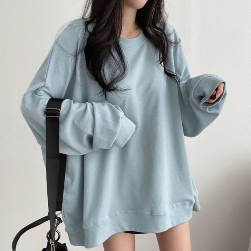 Street Fashion Couple - 女性用長袖ラウンドネックTシャツ,韓国のファッション,無地,特大,パンク,原宿