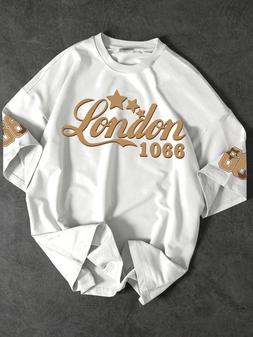 Street Fashion In London - ファッショナブルなアメリカンメンズサマーレトロ1066ロンドンレタープリントマイクロ弾性通気性ラウンドネックTシャツアウトドアストリートトップ