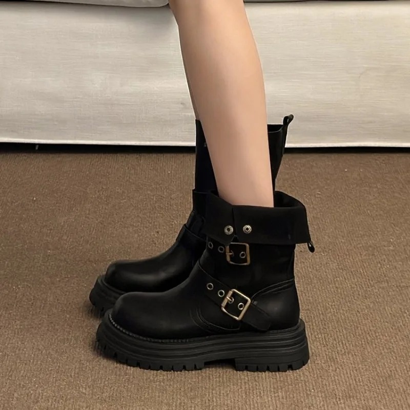 レディースレトロアンクルブーツ 2026 ブラウン ファッシ - Street Fashion Korean のレビューと価格