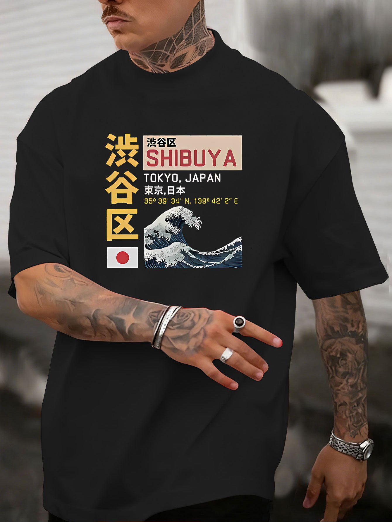 夏のメンズ100%コットンルーズフィットファッションTシャツ - Street Fashion Shibuya のレビューと価格