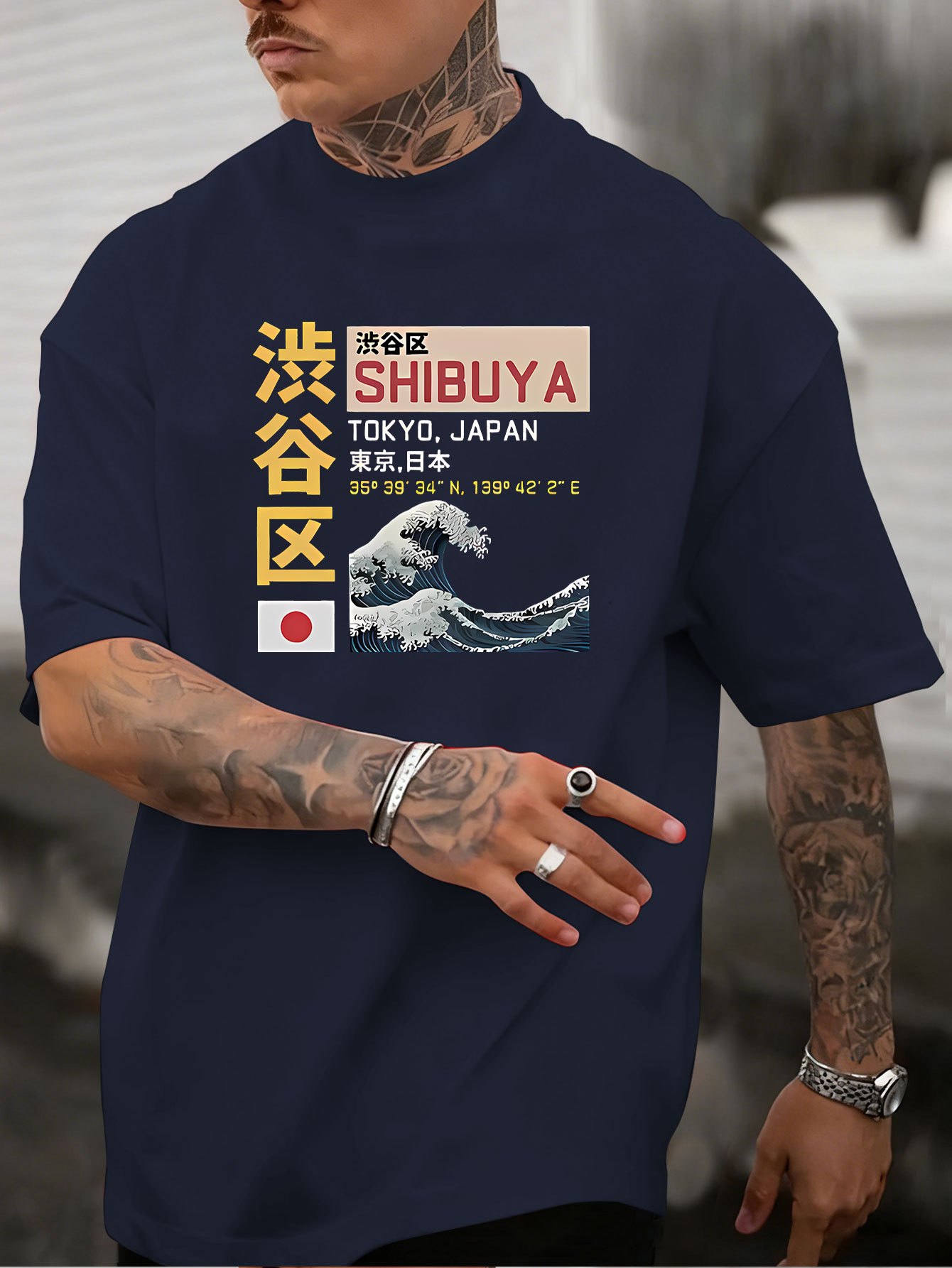 夏のメンズ100%コットンルーズフィットファッションTシャツ - Street Fashion Shibuya のレビューと価格