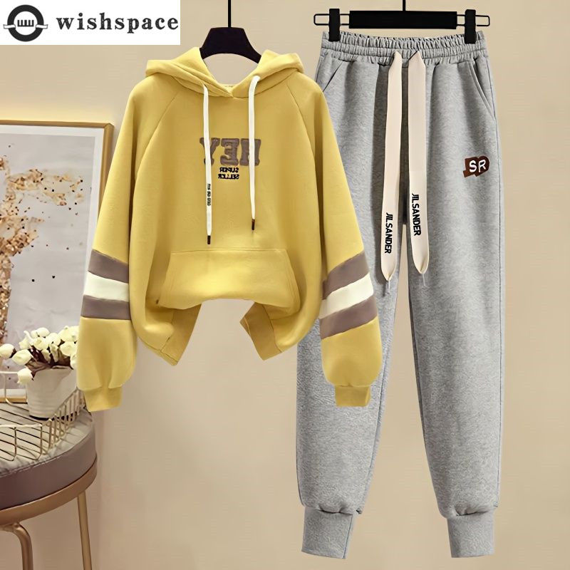 春と秋の女性用スポーツセット新しい韓国語バージョンカラーブロ - Street Fashion Korean のレビューと価格