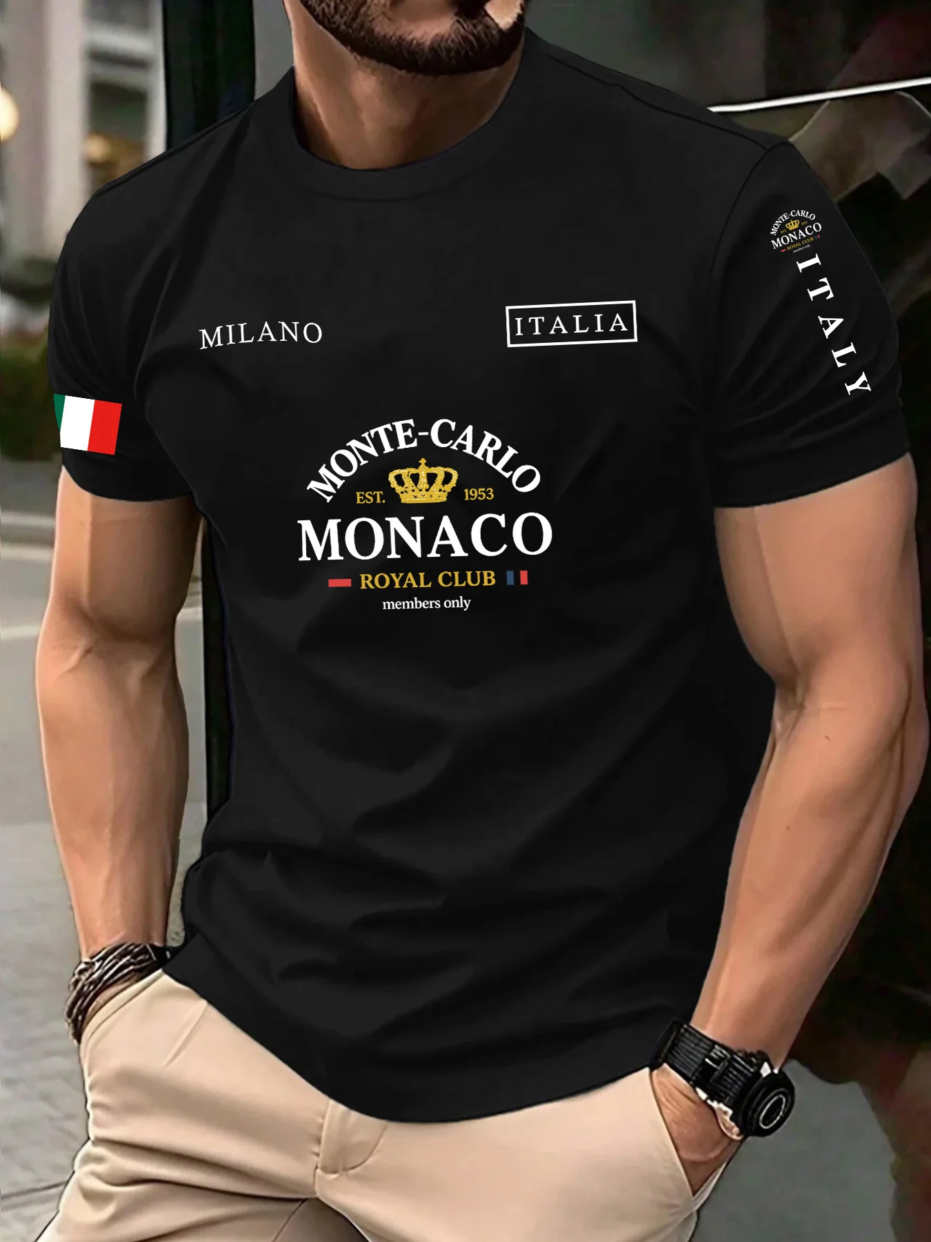 高品質ベストセラーモナコ文字旗プリント100％コットンメンズ - Street Fashion Monaco のレビューと価格