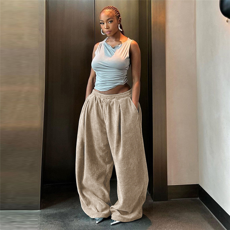 女性のパンツ服秋と冬の女性の新しいファッションコーデュロイス - Street Fashion Shoot のレビューと価格