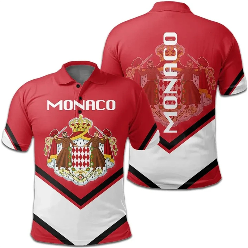 メンズモナコフラッグポロシャツ,3Dプリント服,半袖カジュア - Street Fashion Monaco のレビューと価格