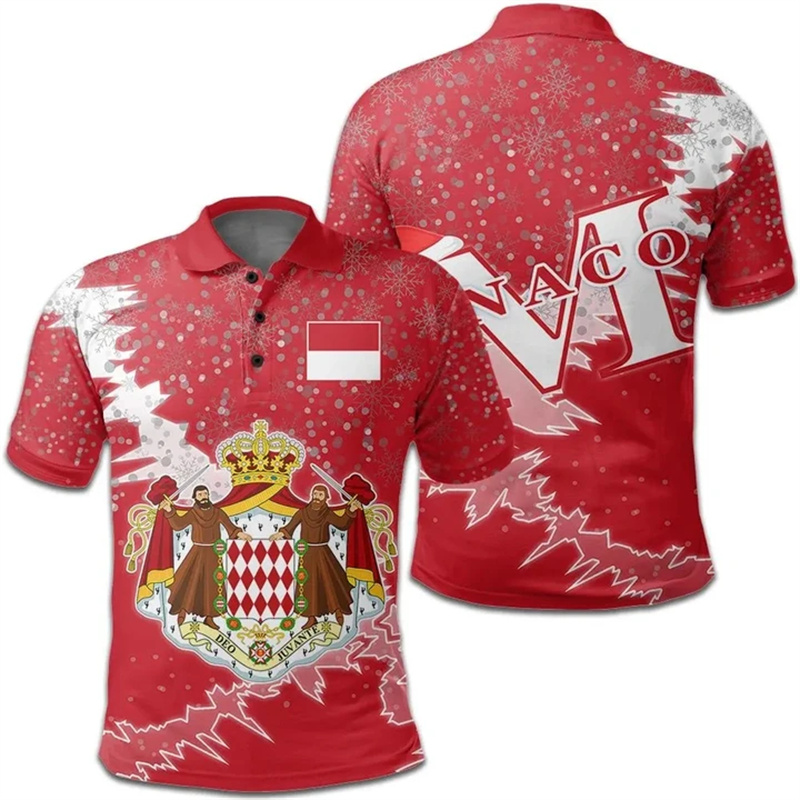 メンズモナコフラッグポロシャツ,3Dプリント服,半袖カジュア - Street Fashion Monaco のレビューと価格