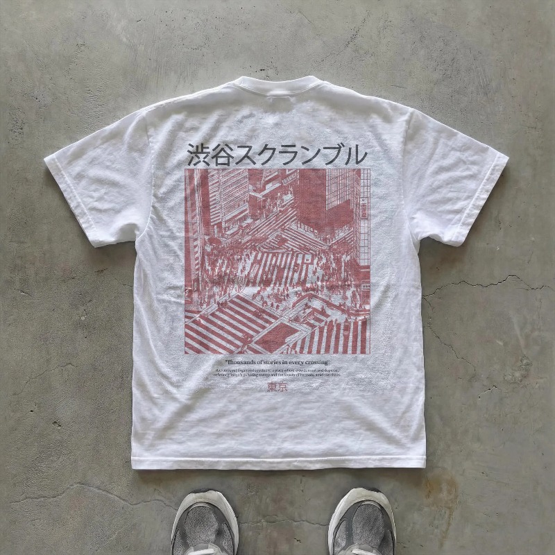 渋谷クロスロード柄Tシャツ |   日本の都会的なストリート - Street Fashion Shibuya のレビューと価格