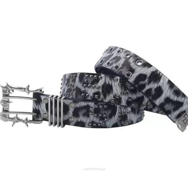X5XA クールグレーヒョウ柄 PVC ベルトパンククラスプ - Street Fashion Reference のレビューと価格