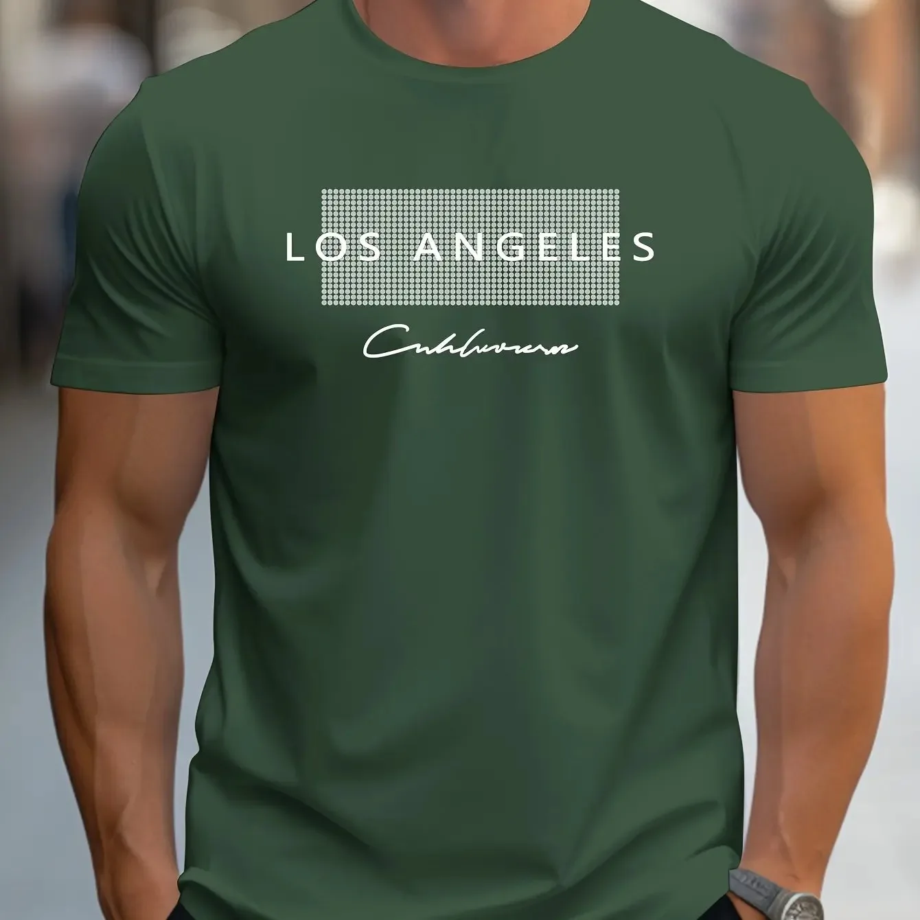 夏のメンズカジュアルルーズTシャツ、ロサンゼルスレタープリン - Street Fashion Los Angeles のレビューと価格