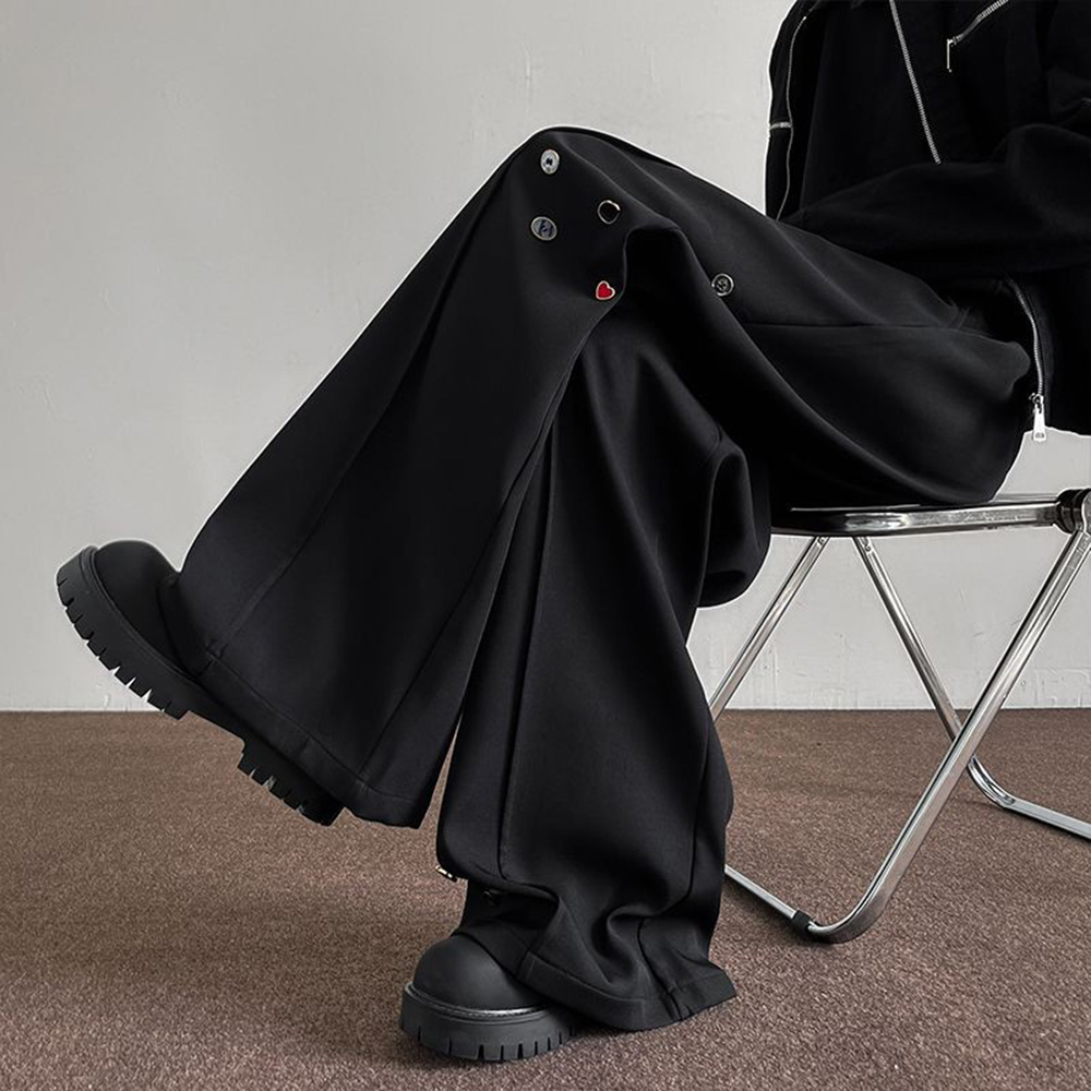 メンズズボンボタン装飾薄型カジュアルパンツ春秋ストリートウェ - Street Fashion Men 2025 のレビューと価格