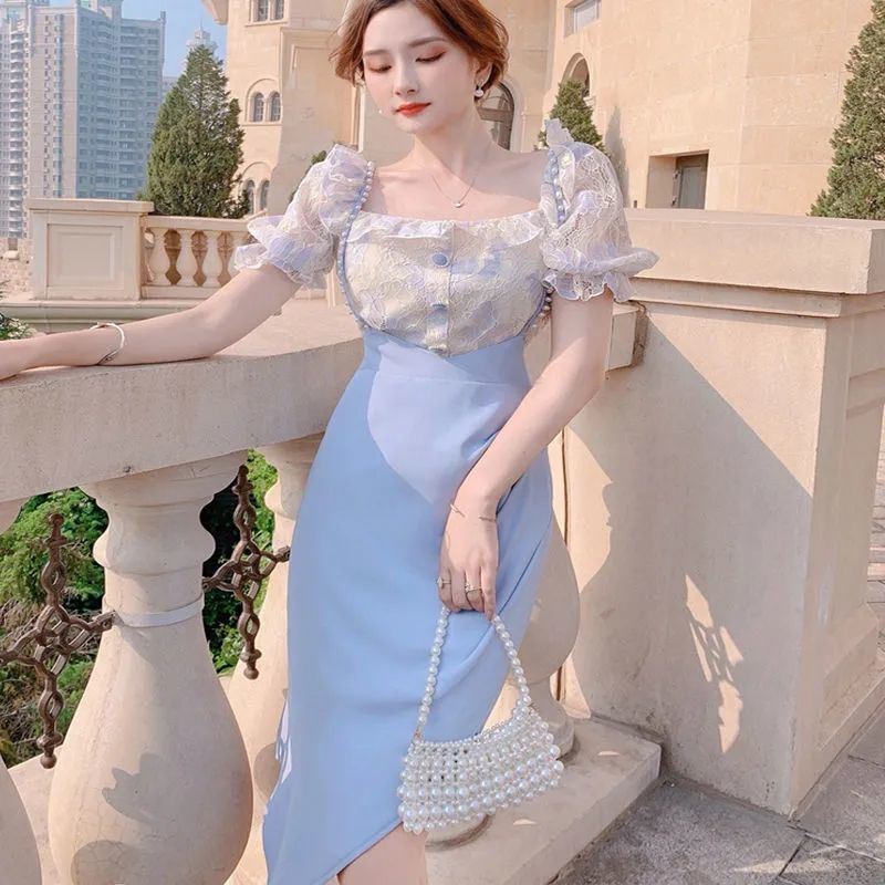 女性用半袖レースドレスセット,スリットドレス,y2k服,高級 - Street Fashion Korean のレビューと価格