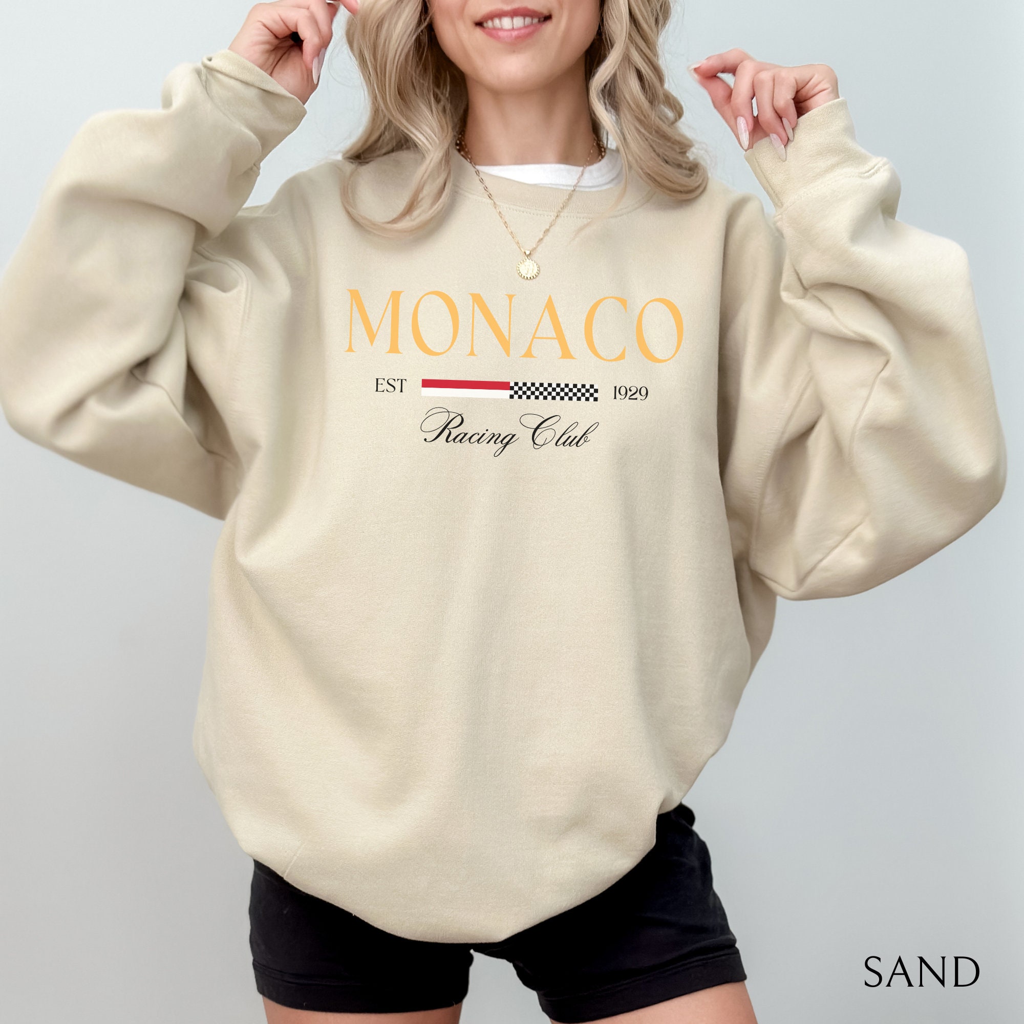 女性のためのモナコプリントのスウェットシャツ,クルーネックの - Street Fashion Monaco のレビューと価格