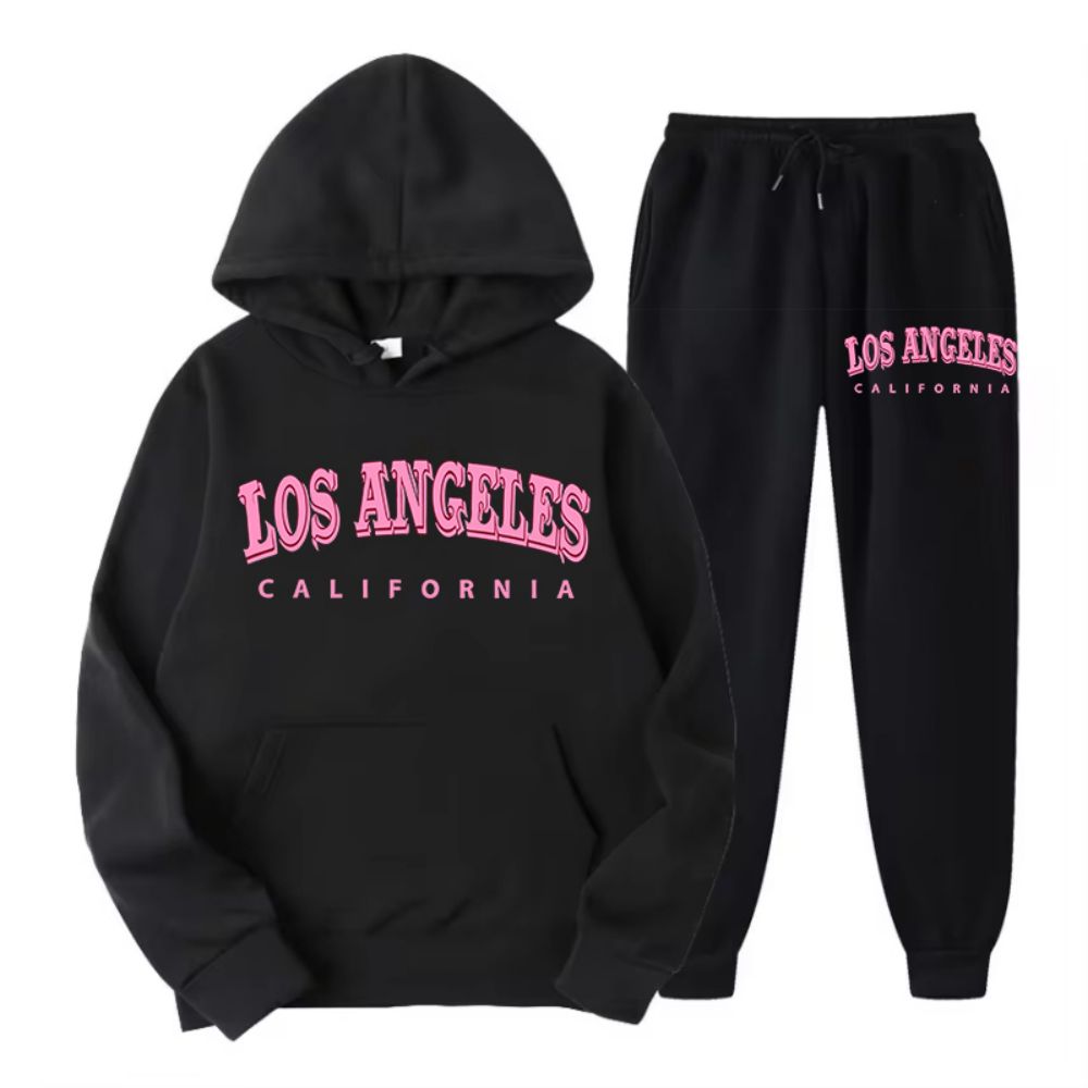 女性用パーカーとパンツのセット,ゆったりとしたセーター,フリ - Street Fashion Los Angeles のレビューと価格