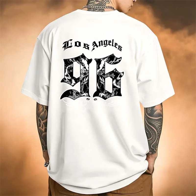メンズ服ロサンゼルス 96 プリント Tシャツ夏ゴシックカジ - Street Fashion Los Angeles のレビューと価格
