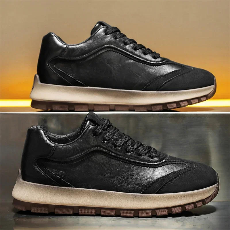 高級メンズスニーカー オールシーズン レザー カジュアル ス - Street Fashion Korean のレビューと価格