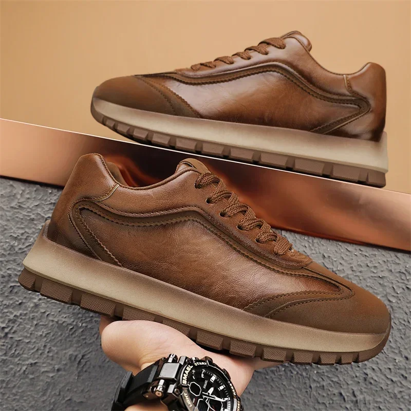 高級メンズスニーカー オールシーズン レザー カジュアル ス - Street Fashion Korean のレビューと価格